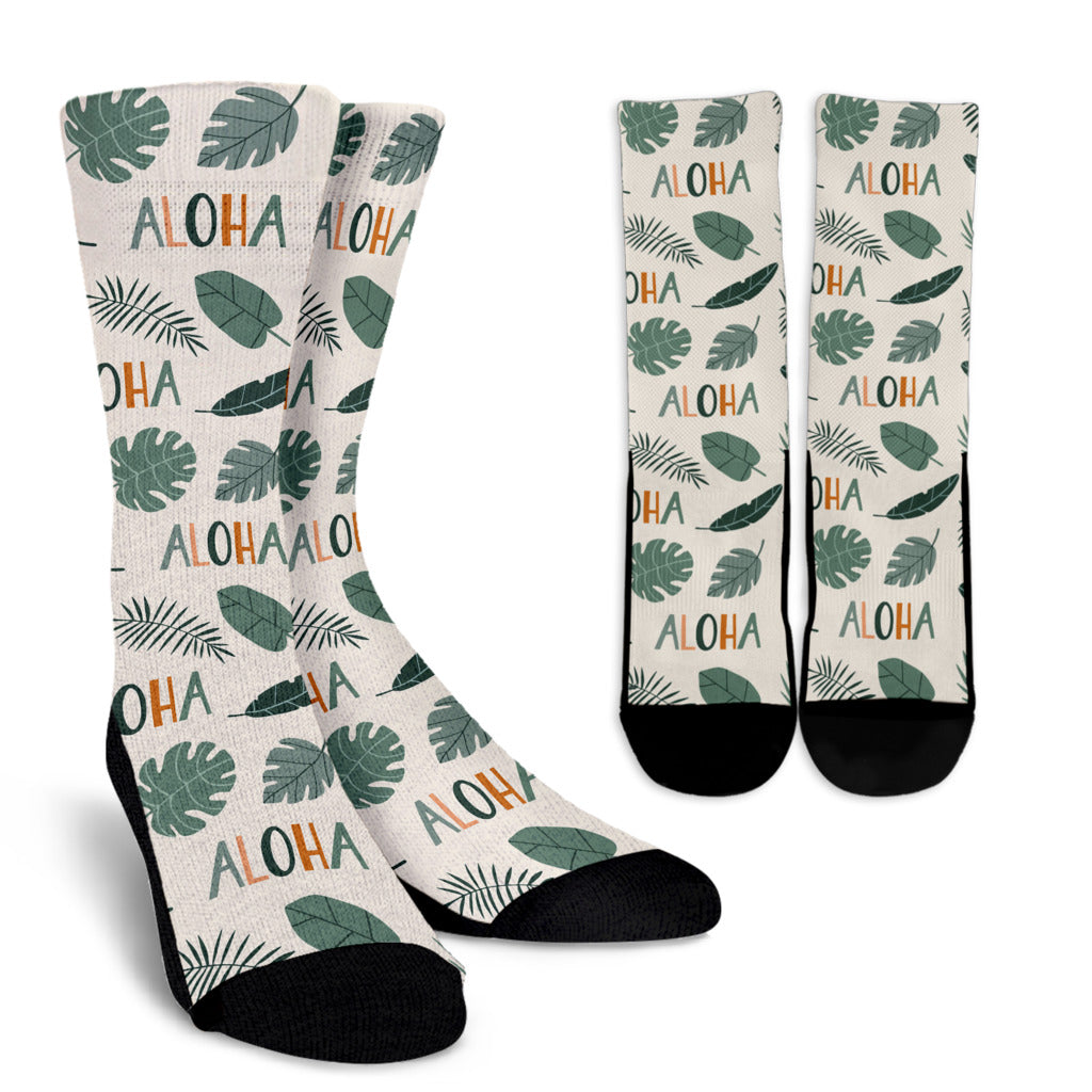 Aloha Hawaii Pattern Print Design 05 Crew Socks