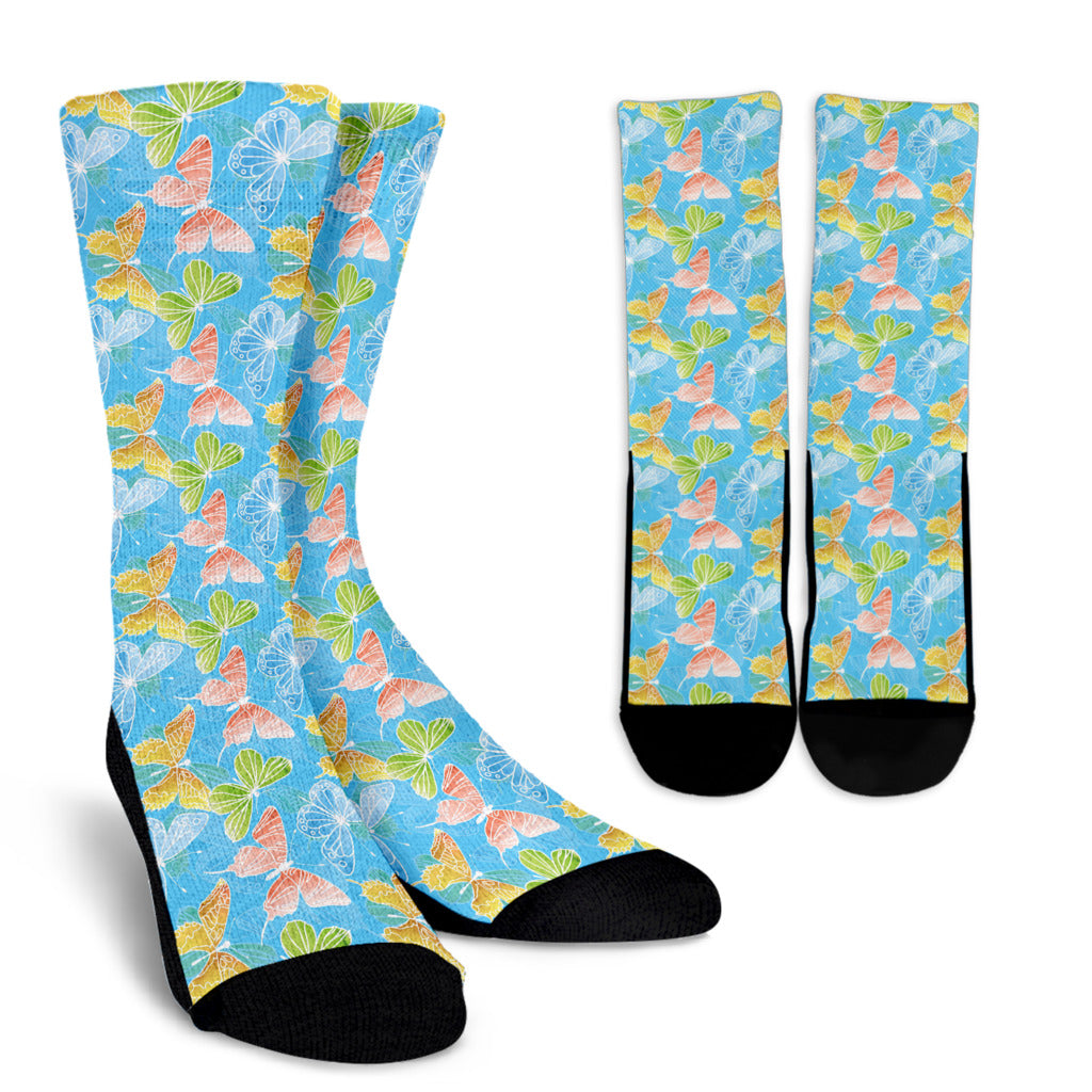 Butterfly Pattern Print Design 05 Crew Socks