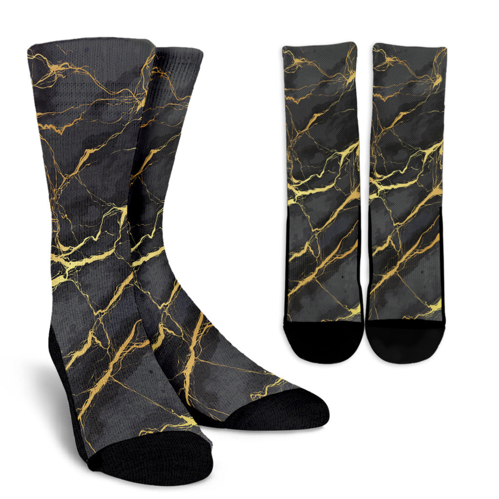 Marble Pattern Print Design 02 Crew Socks