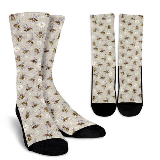 Bee Pattern Print Design 03 Crew Socks