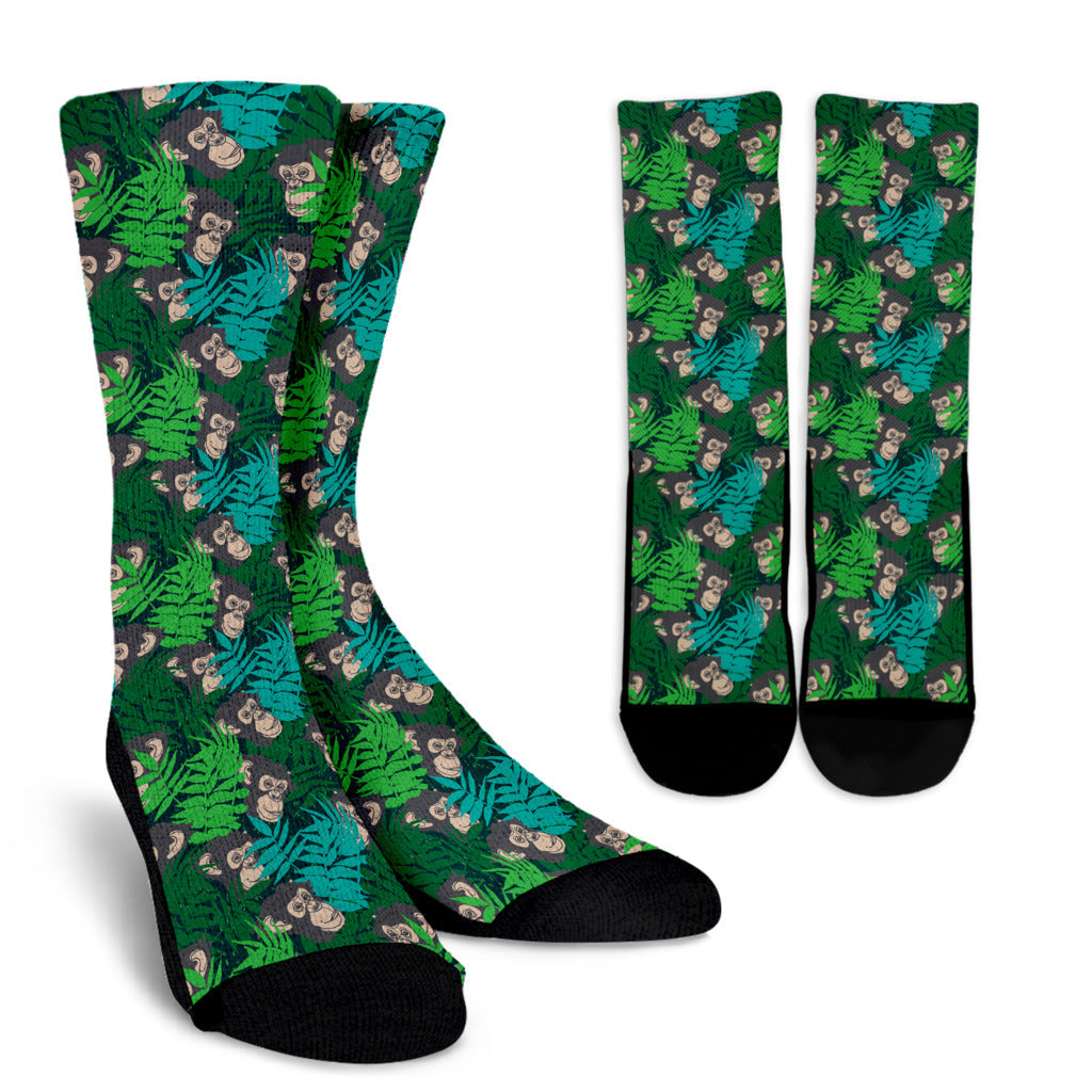 Chimpanzee Pattern Print Design 01 Crew Socks