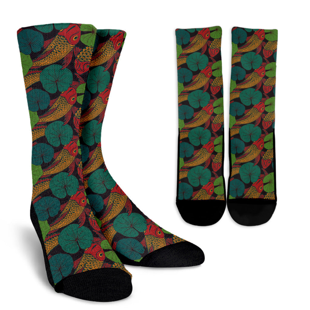 KOI Fish Pattern Print Design 01 Crew Socks
