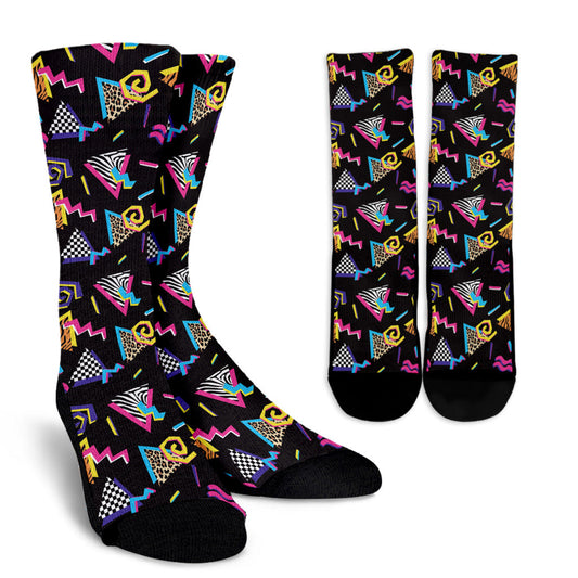 80s Pattern Print Design 3 Crew Socks