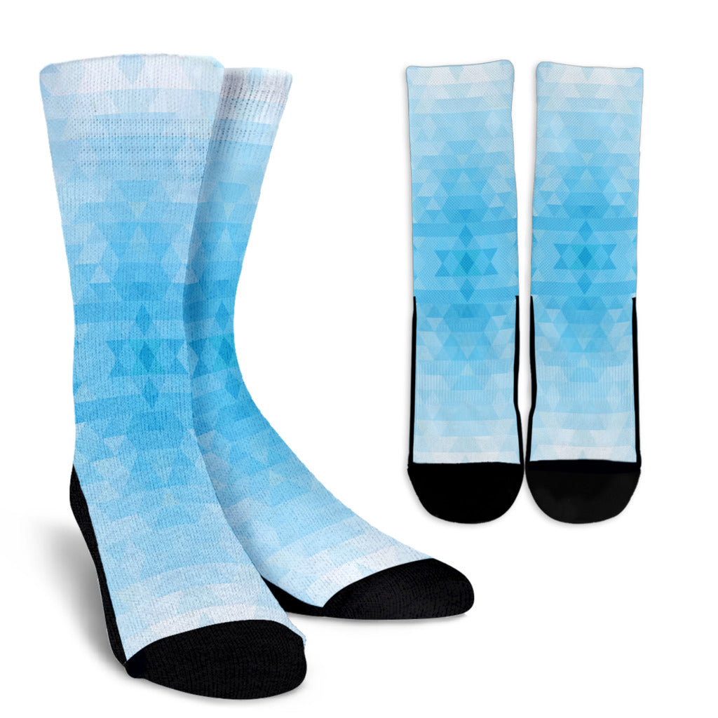 Geometric Blue Pattern Print Design 01 Crew Socks