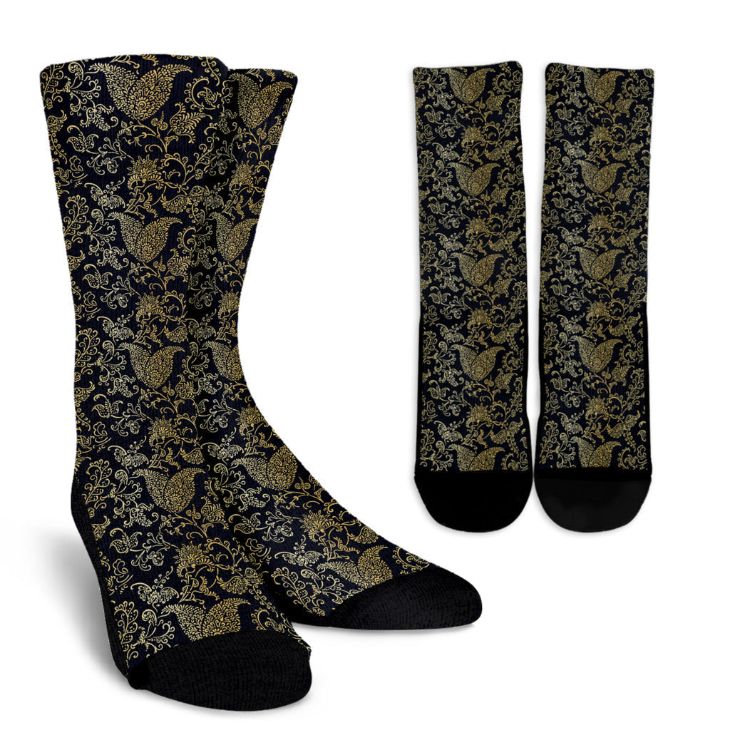 Brocade Pattern Print Design 04 Crew Socks