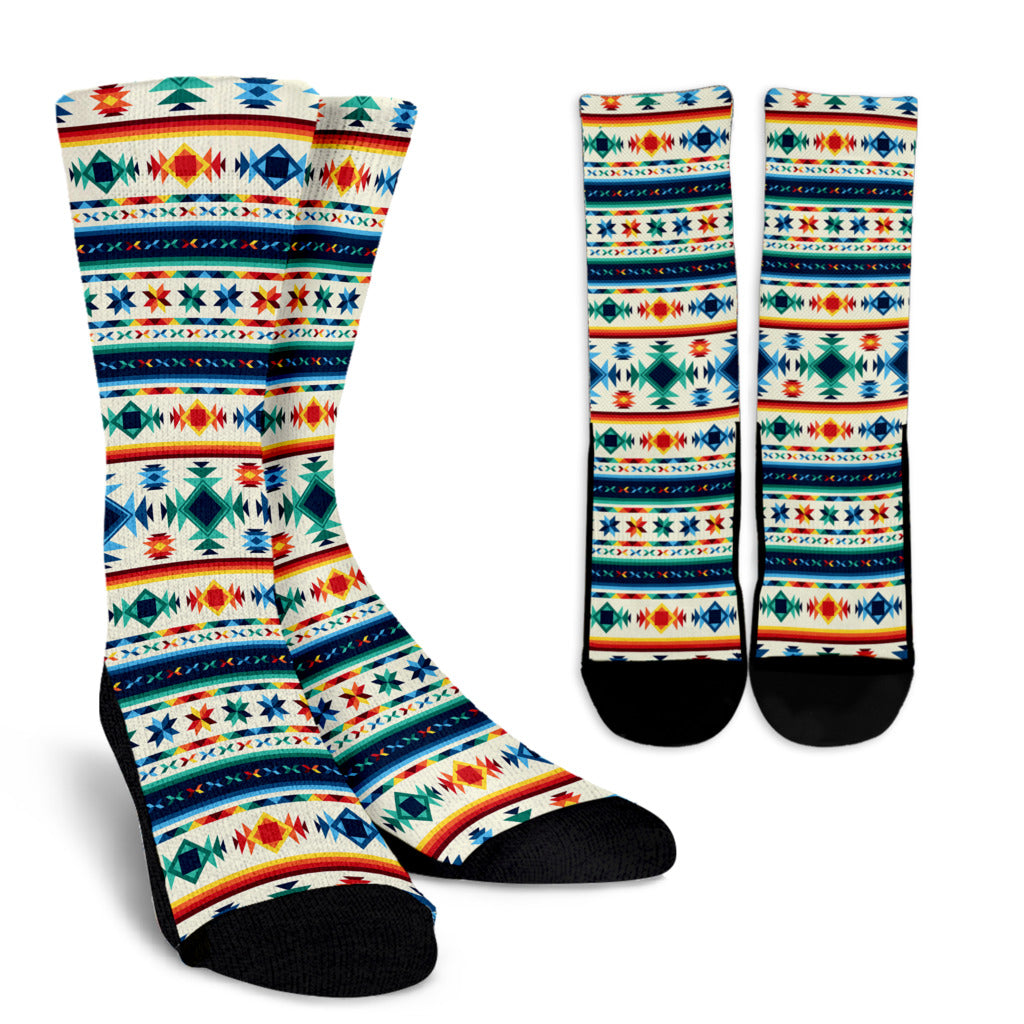 Aztec Pattern Print Design 02 Crew Socks