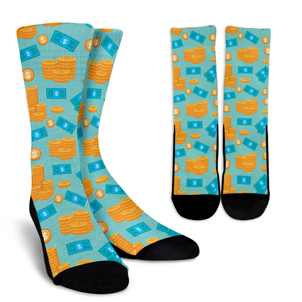 Money Pattern Print Design 03 Crew Socks