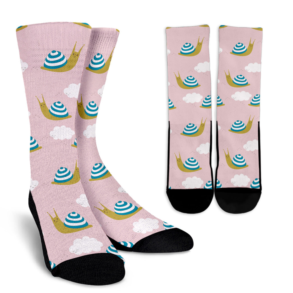 Snail Pattern Print Design 02 Crew Socks