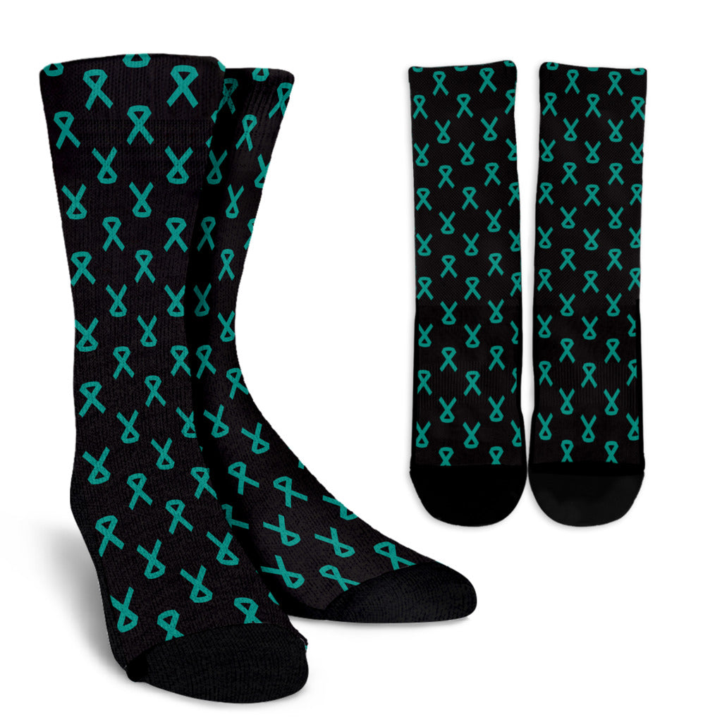 Ovarian cancer Pattern Print Design A01 Crew Socks