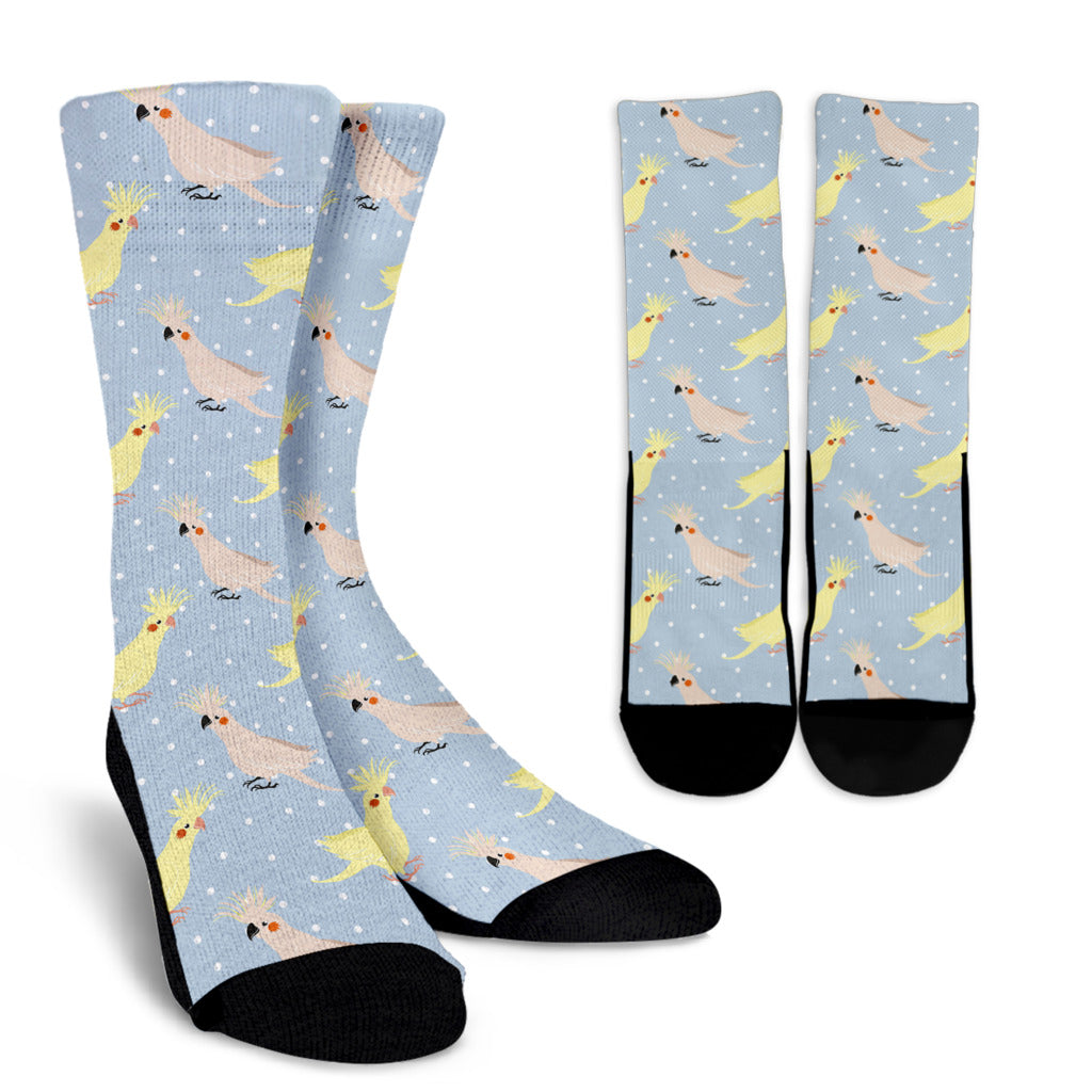 Cockatiel Pattern Print Design 03 Crew Socks