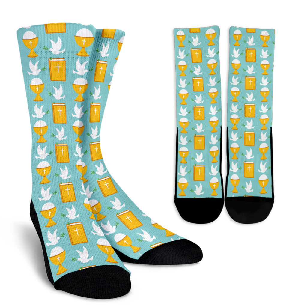 Christian Pattern Print Design 02 Crew Socks