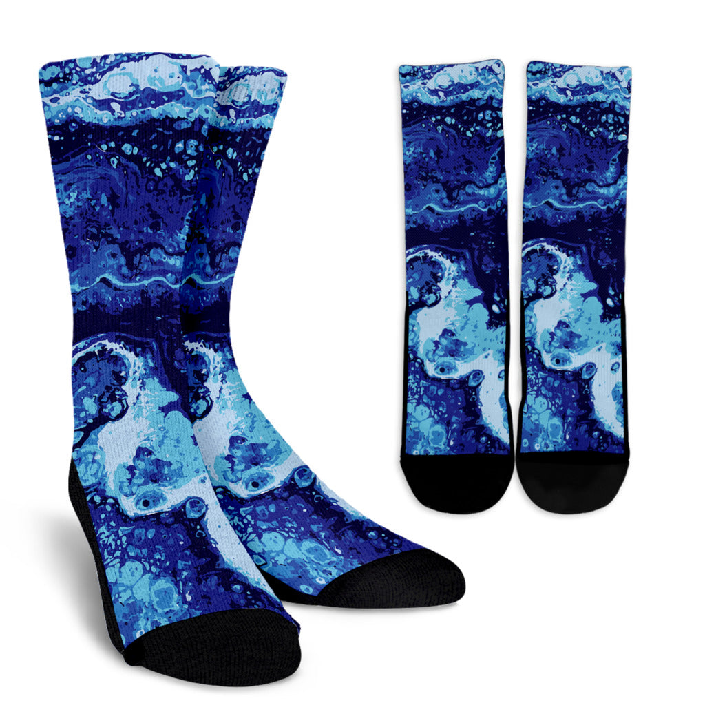 Ocean Liquid Pattern Print Design A03 Crew Socks