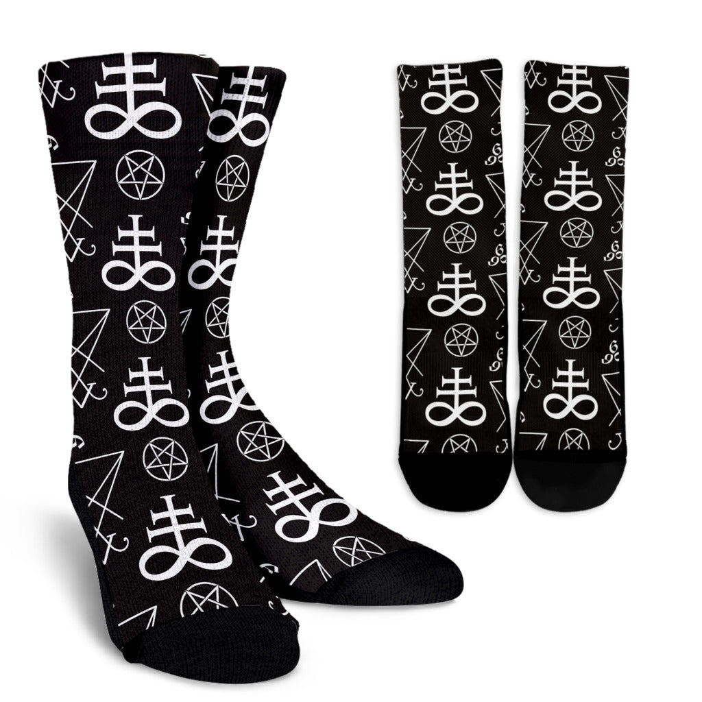 Pentagram Pattern Print Design A04 Crew Socks