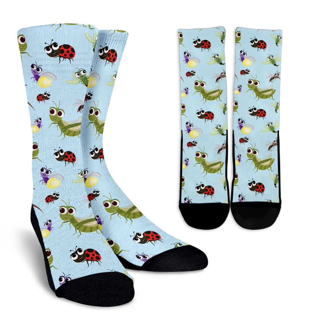 Ladybug Pattern Print Design 01 Crew Socks