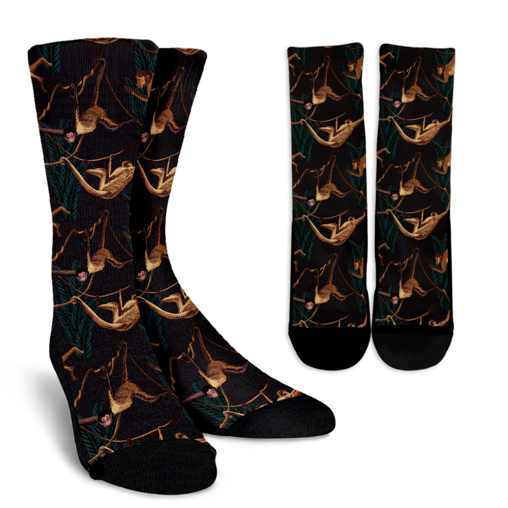 Monkey Pattern Print Design 02 Crew Socks