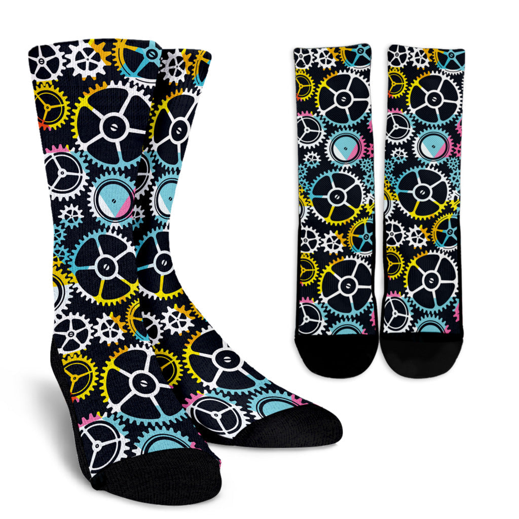 Mechanic Pattern Print Design 02 Crew Socks