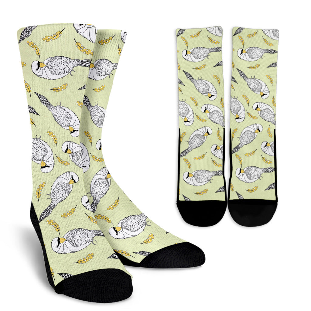 Parakeet Pattern Print Design A03 Crew Socks