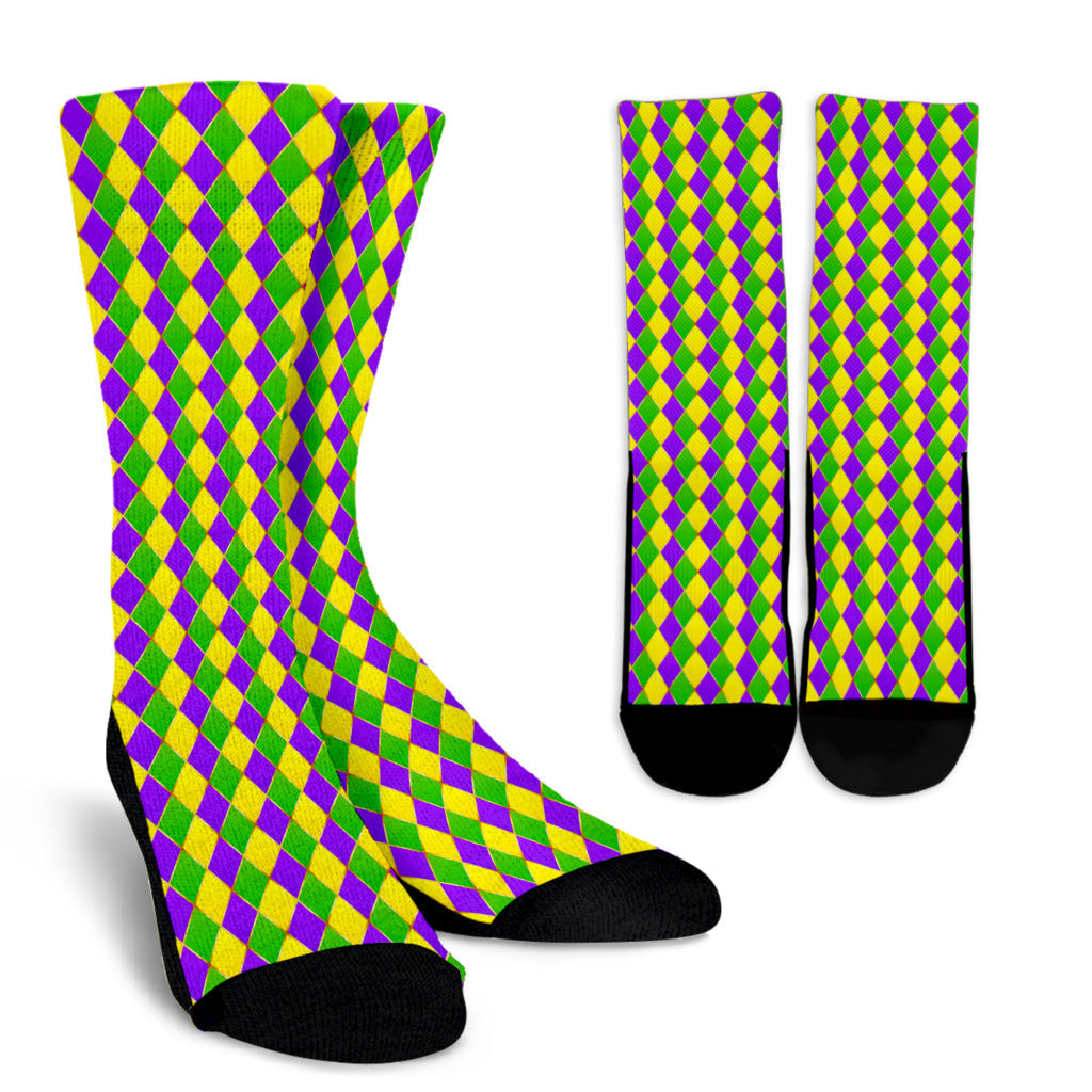 Mardi Gras Pattern Print Design 01 Crew Socks