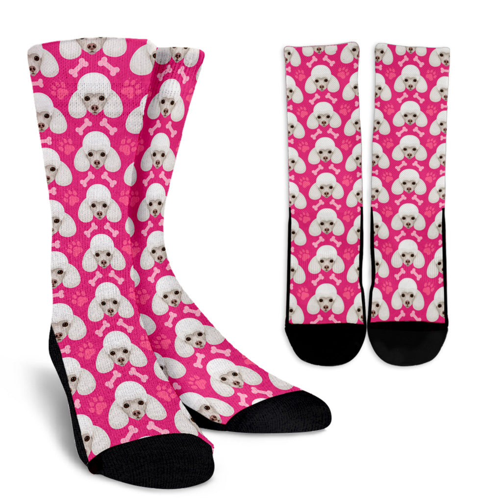 Poodle Pattern Print Design A04 Crew Socks