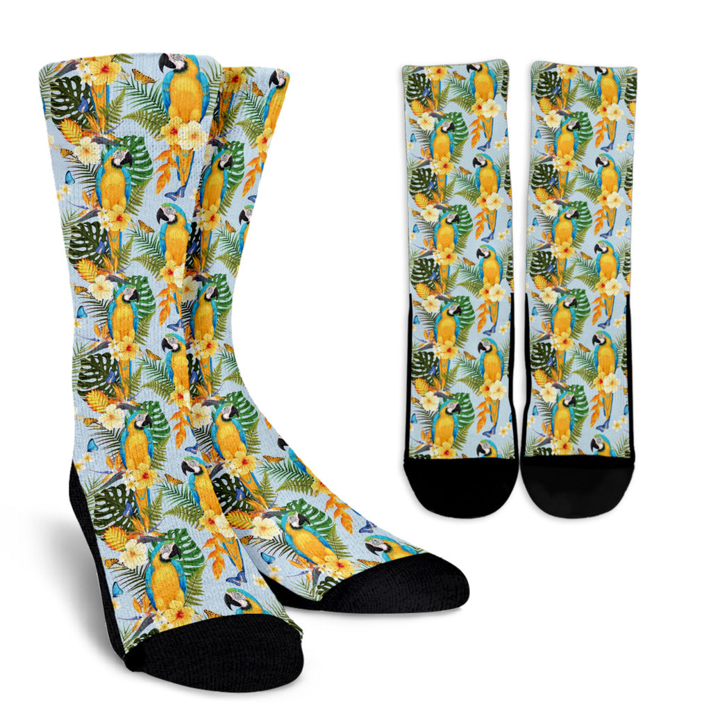 Parrot Pattern Print Design A04 Crew Socks