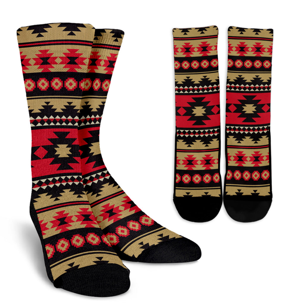 Navajo Pattern Print Design A04 Crew Socks