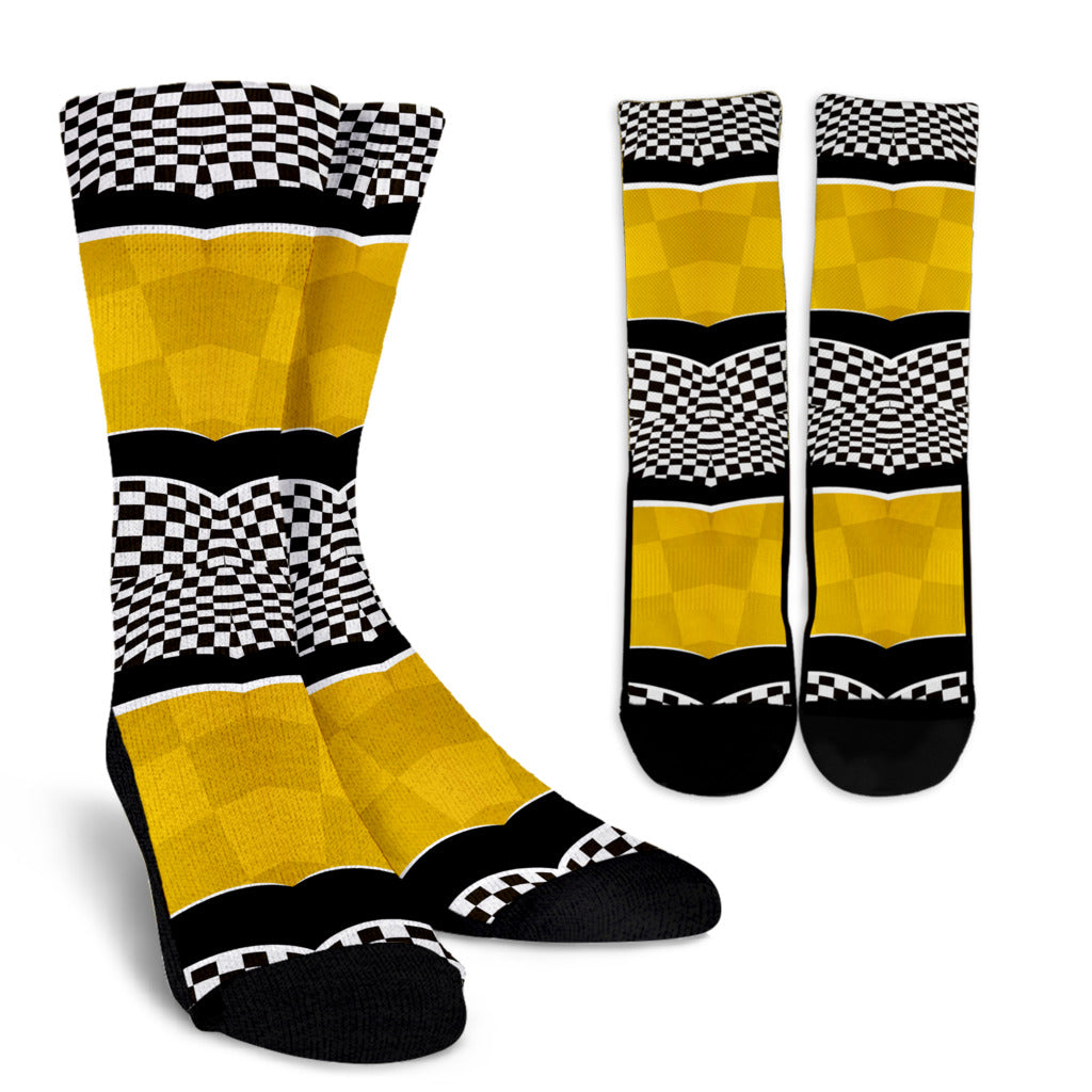 Checkered Pattern Print Design 02 Crew Socks