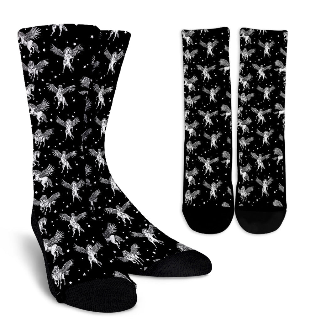 Pegasus Pattern Print Design 01 Crew Socks