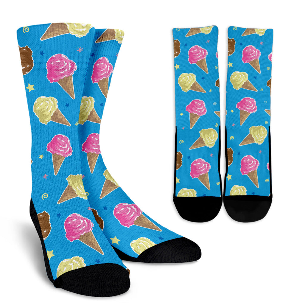 Ice Cream Pattern Print Design 01 Crew Socks