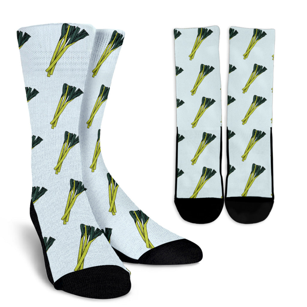 Leek Pattern Print Design 03 Crew Socks