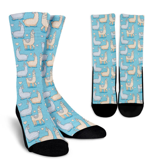 Alpaca Pattern Print Design 06 Crew Socks