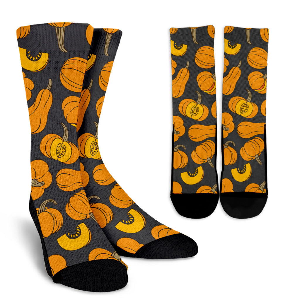 Pumpkin Pattern Print Design A03 Crew Socks