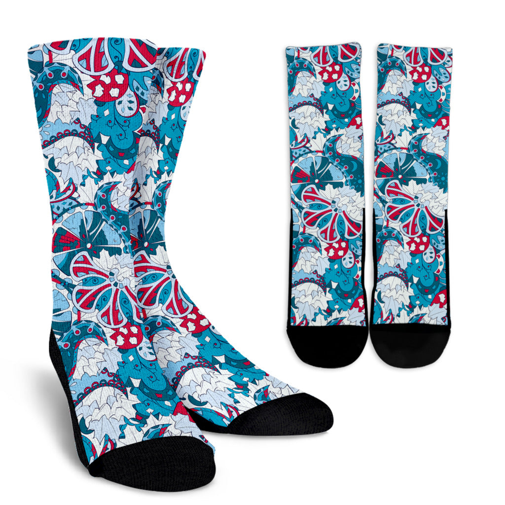 Funky Retro Pattern Print Design A05 Crew Socks