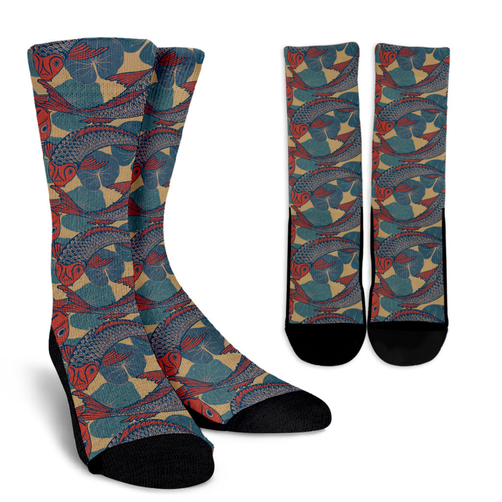 Pisces Pattern Print Design A01 Crew Socks