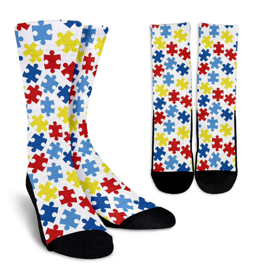 Autism Awareness Pattern Print Design 04 Crew Socks