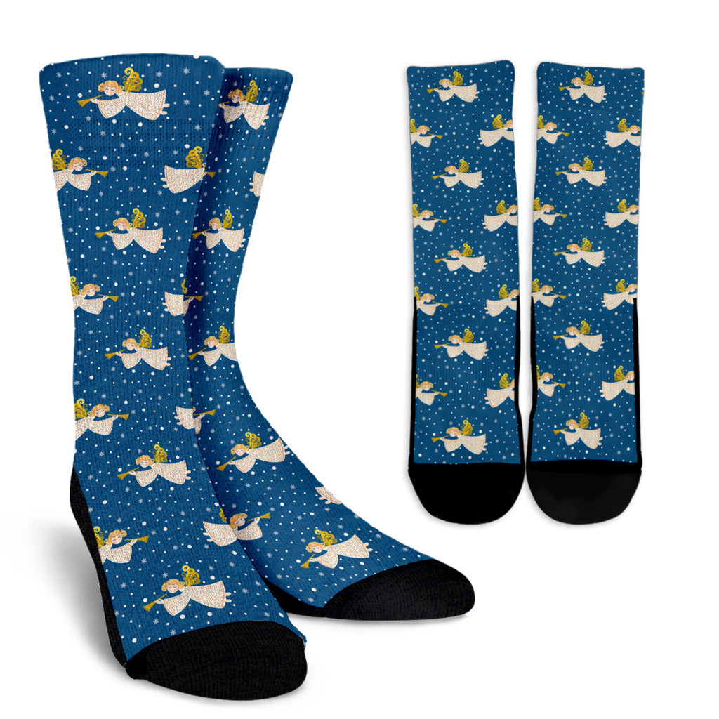 Angel Pattern Print Design 08 Crew Socks