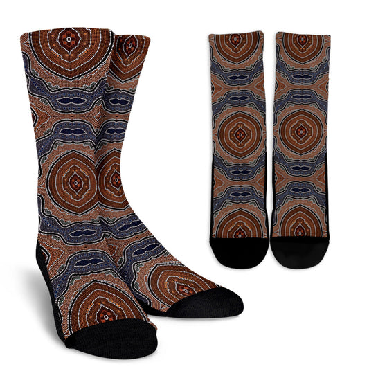 Aboriginal Pattern Print Design 01 Crew Socks