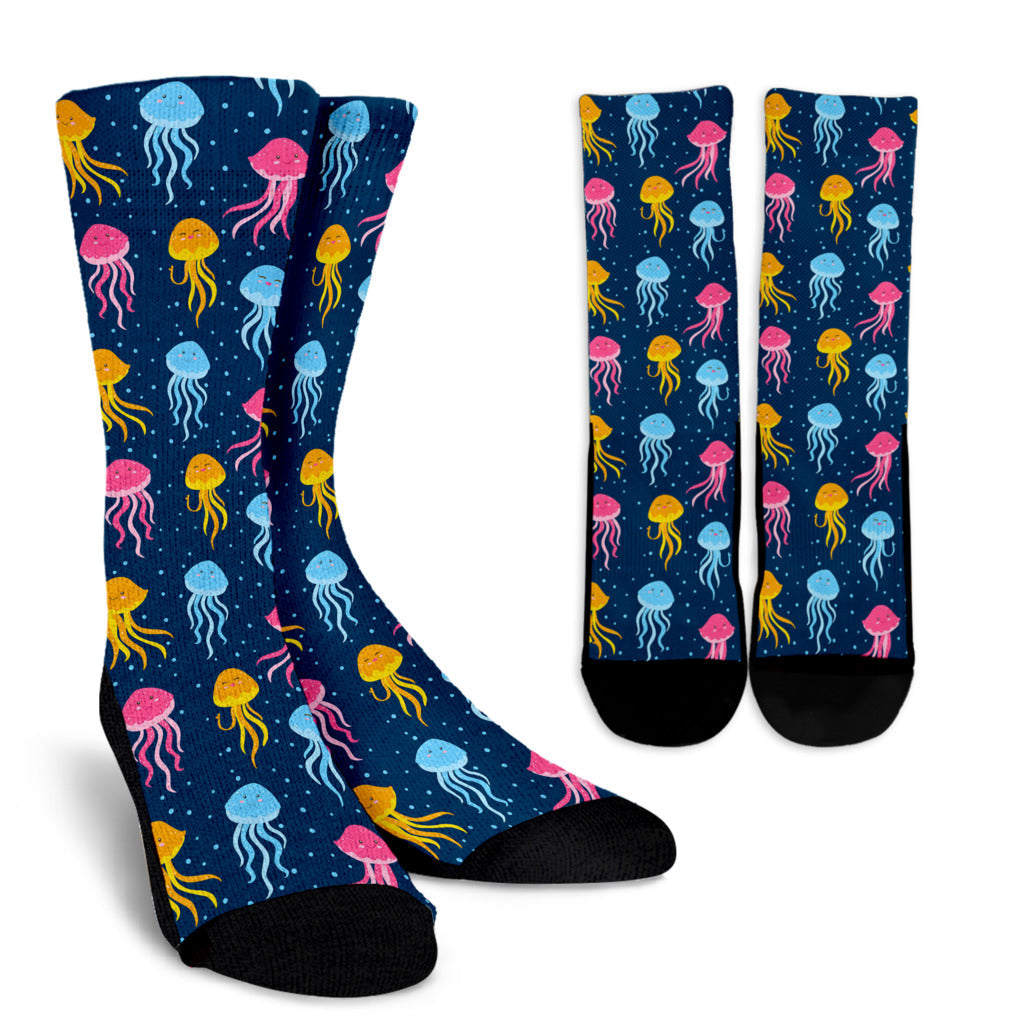 Jellyfish Pattern Print Design 04 Crew Socks