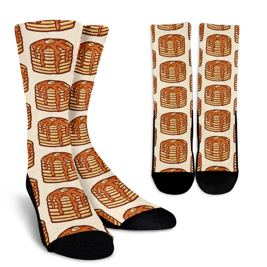 Pancake Pattern Print Design A02 Crew Socks