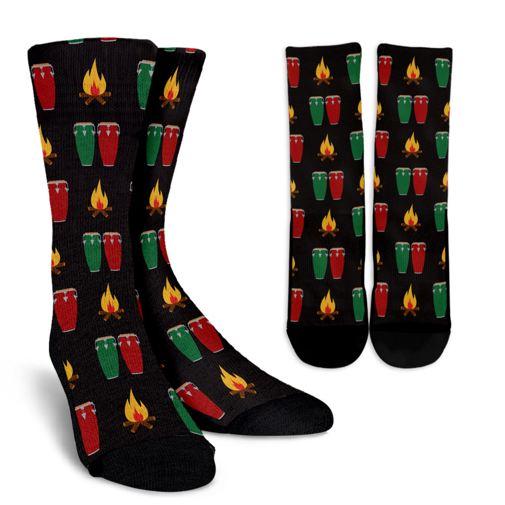 Conga Pattern Print Design 01 Crew Socks