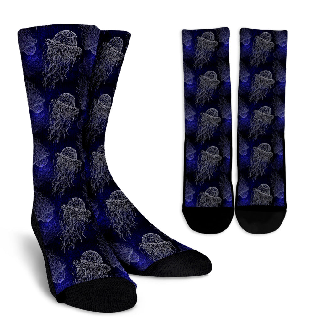 Jellyfish Pattern Print Design 02 Crew Socks
