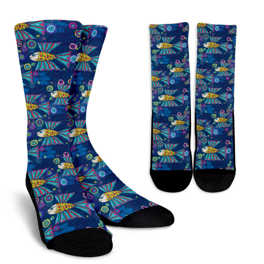 Flying Fish Pattern Print Design 01 Crew Socks