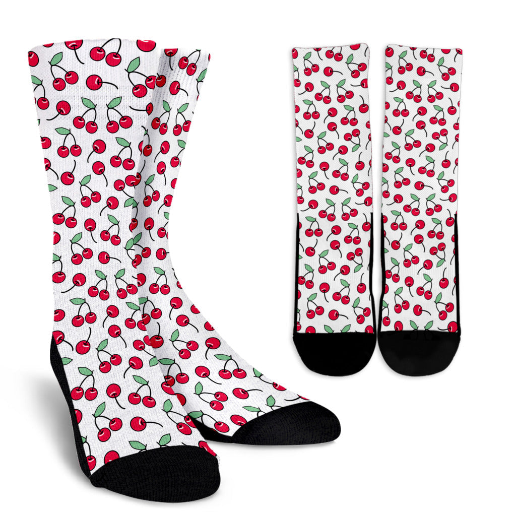 Cherry Pattern Print Design 03 Crew Socks