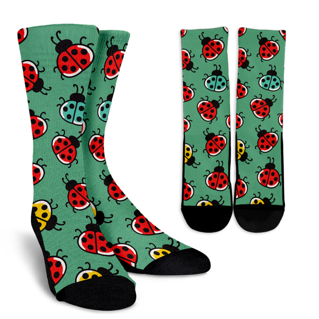 Ladybug Pattern Print Design 02 Crew Socks