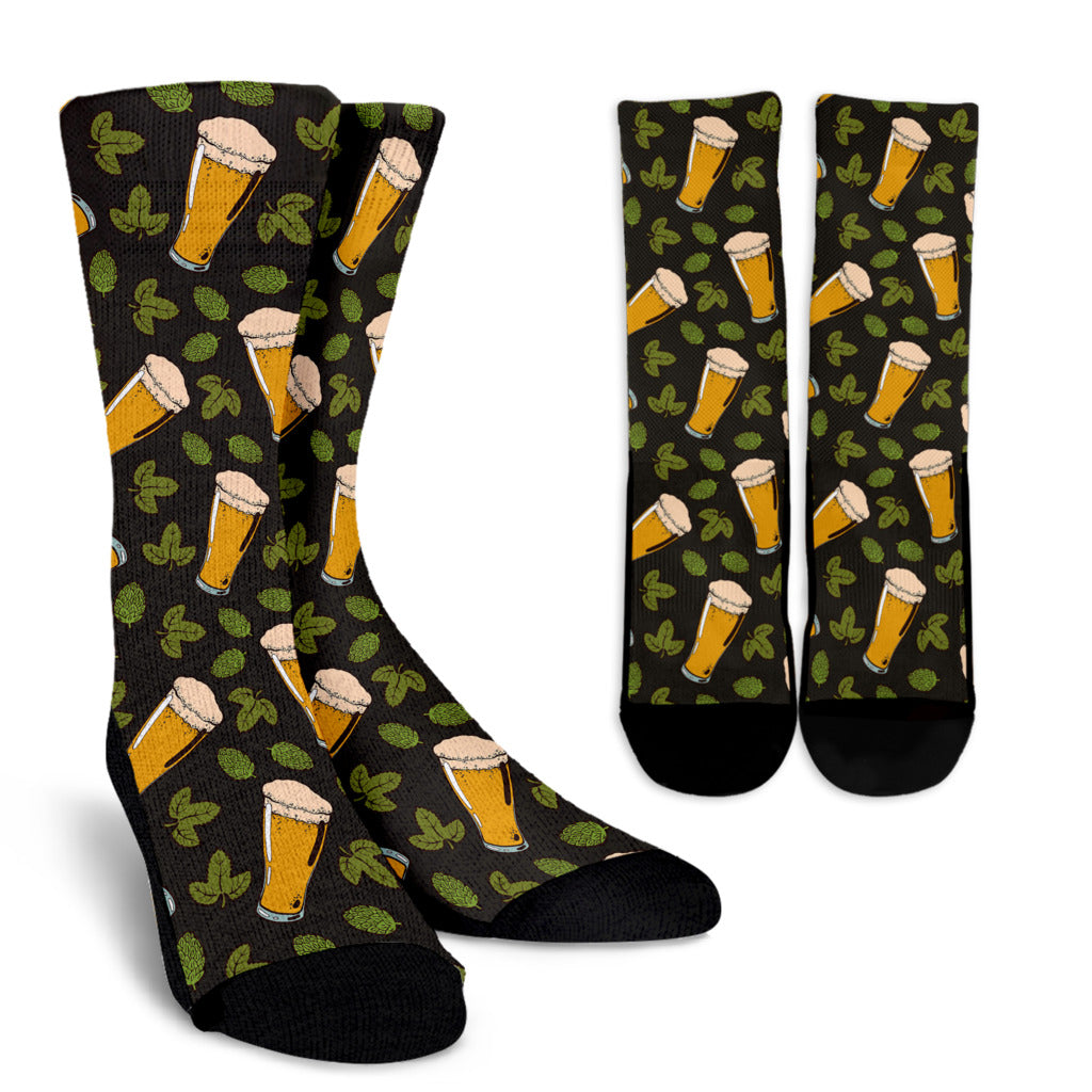 Beer Iris Pattern Print Design 02 Crew Socks