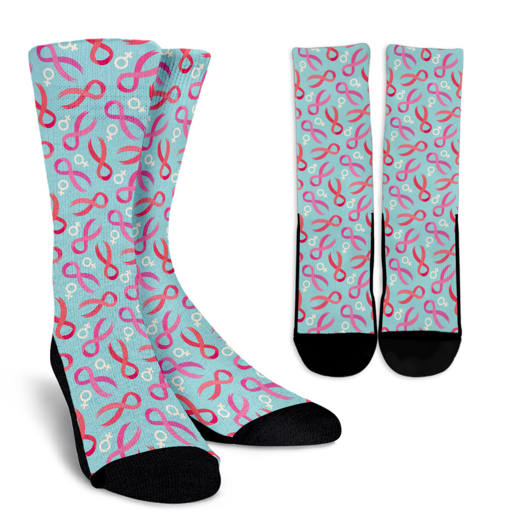 Breast cancer Pattern Print Design 03 Crew Socks