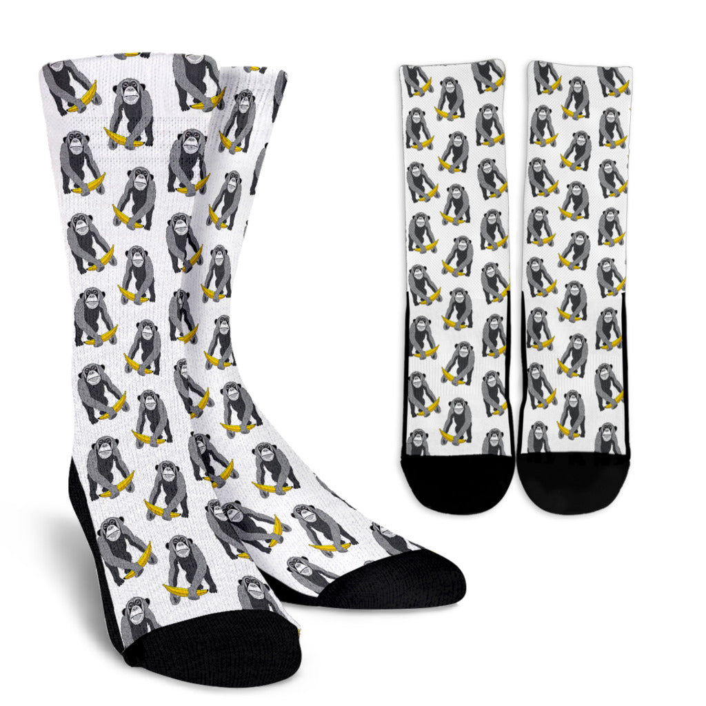 Chimpanzee Pattern Print Design 05 Crew Socks