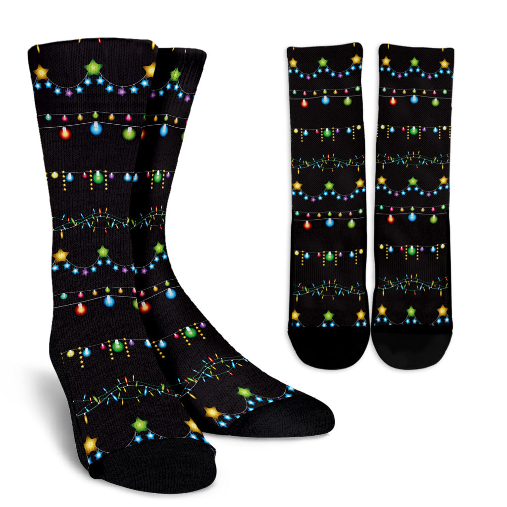 Christmas Light Pattern Print Design 01 Crew Socks