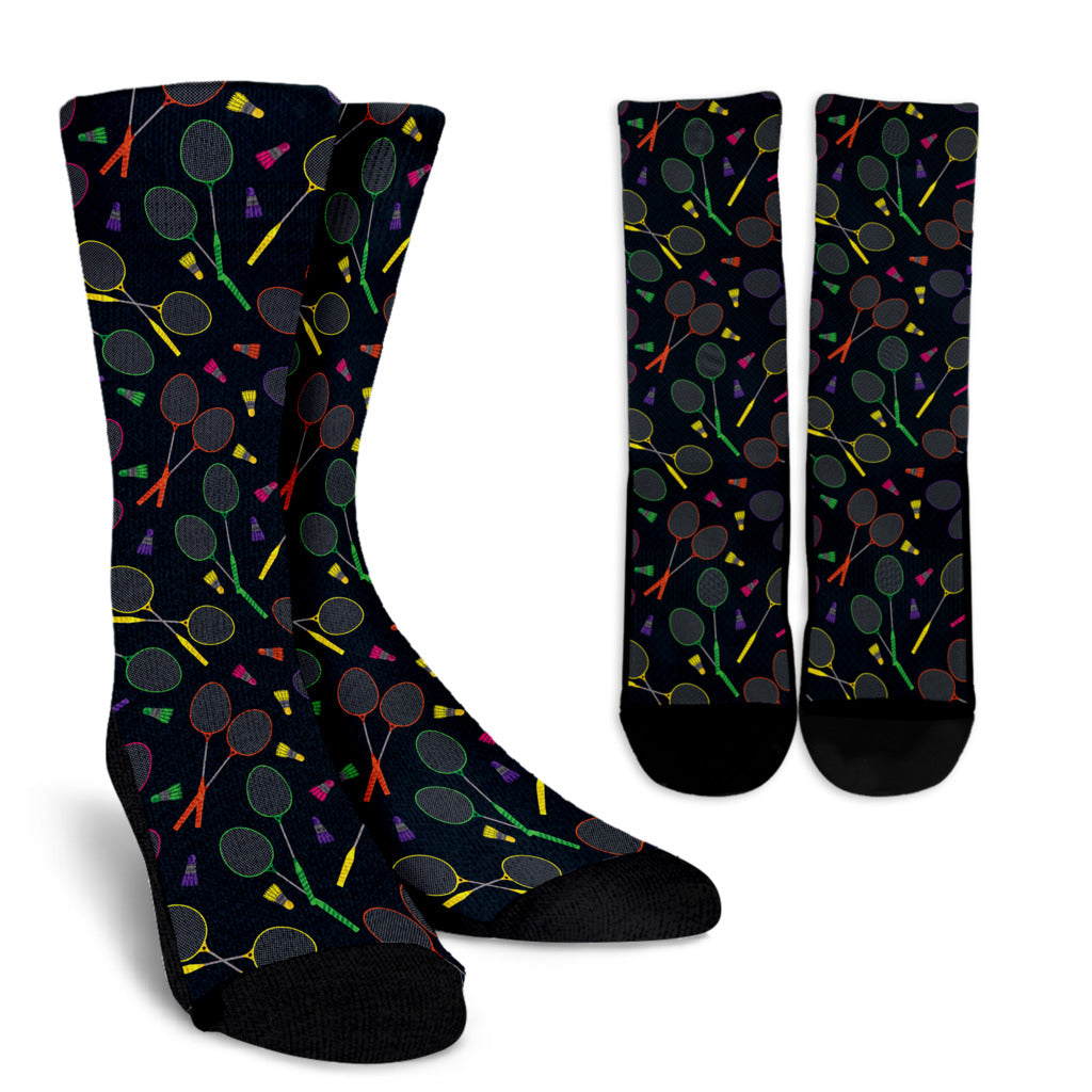 Badminton Pattern Print Design 04 Crew Socks