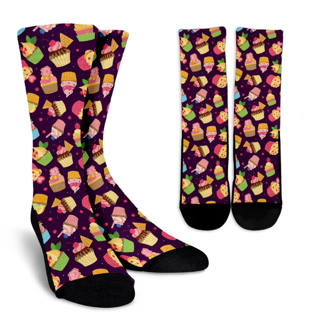 Cupcake Pattern Print Design 05 Crew Socks