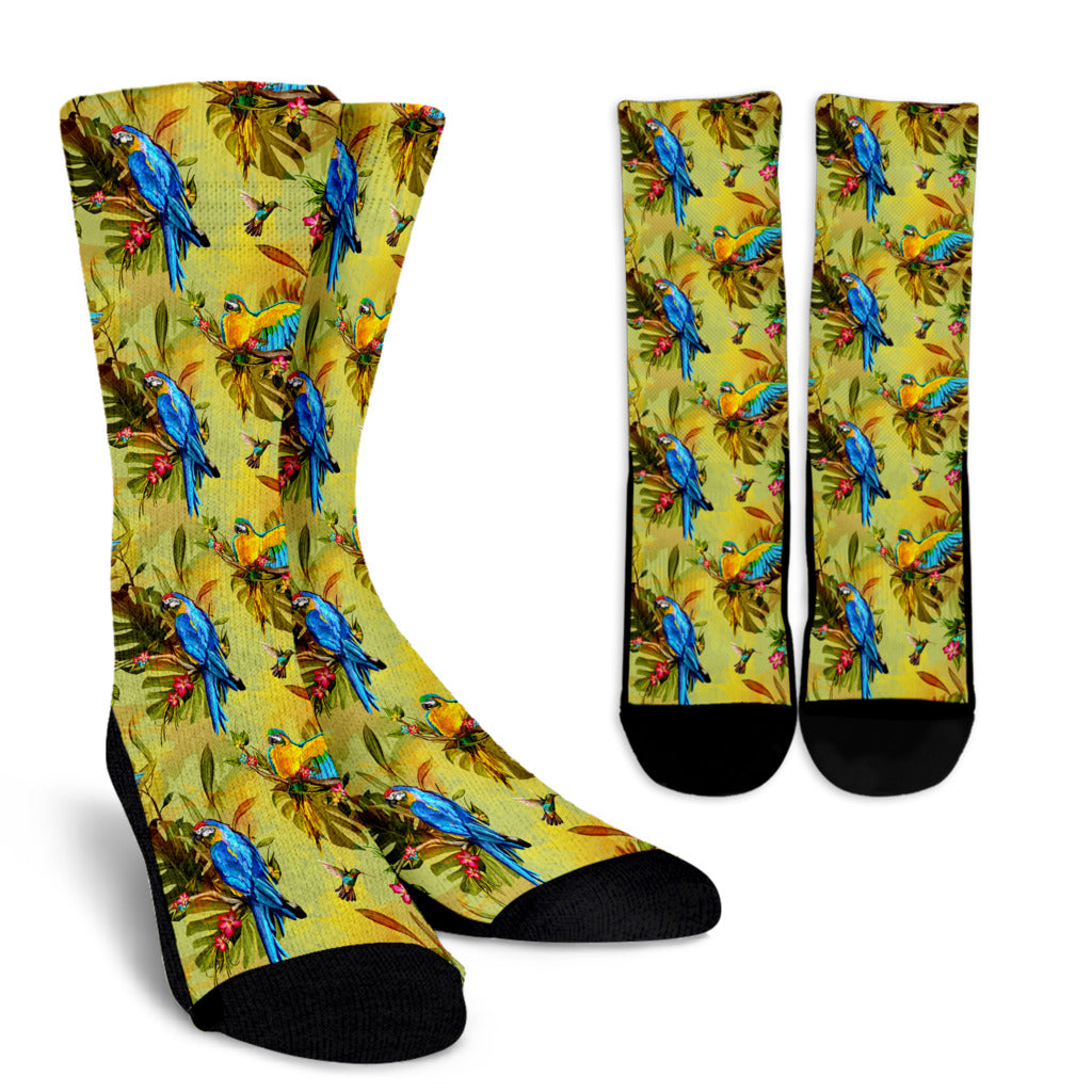 Parrot Pattern Print Design A02 Crew Socks